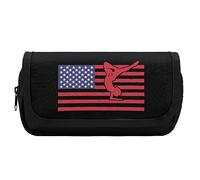 Lawenp Drapeau américain Gymnaste Porte-Crayon Double Fermeture éclair Stylo Sac Grande capacité Porte-Stylo Papeterie Sac pour Bureau à Domicile
