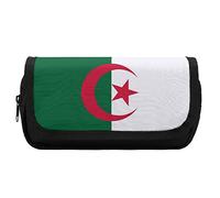 Lawenp Drapeau de l'algérie Porte-Crayon Double Fermeture éclair Stylo Sac Grande capacité Porte-Stylo Papeterie Sac pour Bureau à Domicile