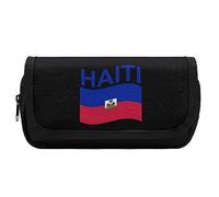 Lawenp Drapeau d'Haïti Trousse à Crayons Sac à Stylo à Double Fermeture éclair Porte-Stylo de Grande capacité Sac de Papeterie pour Le Bureau à Domicile