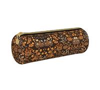 Lawenp Étui à Crayons cylindrique en Cuir Art Fleur Motif Portable Bureau Papeterie Pochette Crayon Pochette Organisateur de Stockage