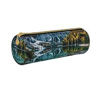 Lawenp Étui à Crayons cylindrique en Cuir Beau Motif de réflexion de Montagne Pochette de Papeterie de Bureau Portable Pochette à Crayons Fournitures Scolaires