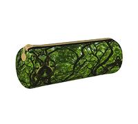 Lawenp Étui à Crayons cylindrique en Cuir Branches de forêt Naturelle Motif de Paysage Durable Bureau Papeterie Pochette Stylo Sac Organisateur de Stockage