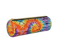 Lawenp Étui à Crayons cylindrique en Cuir coloré Motif de Teinture de Cravate Portable Bureau Papeterie Pochette Stylo Pochette Fournitures Scolaires