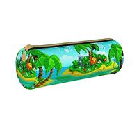 Lawenp Étui à Crayons cylindrique en Cuir Dessin animé Enfants Plage Motif Durable Bureau Papeterie Pochette Papeterie boîte Fournitures Scolaires