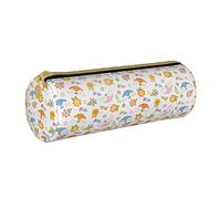 Lawenp Étui à Crayons cylindrique en Cuir Dessin animé Fleurs Motif Durable Crayon Sac de Rangement Stylo Sac Fournitures Scolaires
