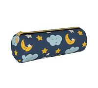 Lawenp Étui à Crayons cylindrique en Cuir Dessin animé Lune et étoiles Motif Pochette à Crayons étui à Crayons Portable pour collège
