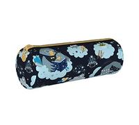 Lawenp Étui à Crayons cylindrique en Cuir étoile Nuit Motif Durable Bureau Papeterie Pochette Papeterie boîte Organisateur de Stockage