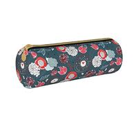 Lawenp Étui à Crayons cylindrique en Cuir Fleur Plante Motif Motif Pochette à Crayons Sac à Crayons Portable pour collège