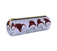 Lawenp Étui à Crayons cylindrique en Cuir Hiver Bonhomme de Neige Motif Durable Bureau Papeterie Pochette Stylo Pochette Fournitures Scolaires