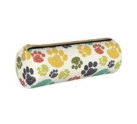 Lawenp Étui à Crayons cylindrique en Cuir Mignon Motif de Patte de Chien coloré Pochette à Crayons Sac à Crayons Portable pour l'école Universitaire