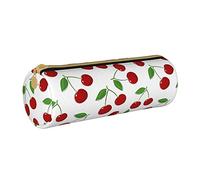Lawenp Étui à Crayons cylindrique en Cuir Motif Cerise Douce Pochette de Papeterie de Bureau Durable Organisateur de Rangement de Pochette à Crayons