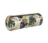 Lawenp Étui à Crayons cylindrique en Cuir Motif Feuilles de Palmier Sac de Rangement pour Crayons Portable Organisateur de Rangement pour Sac à stylos