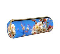 Lawenp Étui à Crayons cylindrique en Cuir Motif Fleurs de Cerisier Portable Sac de Rangement pour Crayons boîte de Papeterie Organisateur de Rangement