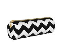 Lawenp Étui à Crayons cylindrique en Cuir Rayures Noires et Blanches Motif Portable Bureau Papeterie Pochette Papeterie boîte Organisateur de Stockage