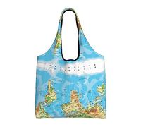 Lawenp Grand sac fourre-tout Carte du monde Grand sac d'épicerie pour le shopping, le travail, la plage