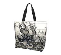 Lawenp Grand sac fourre-tout voile pirate poulpe grand sac d'épicerie pour le shopping travail plage