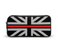 Lawenp Noir Mince Ligne Rouge Royaume-Uni Drapeau Britannique étui à Crayons Portable Grande capacité Stylo Pochette Papeterie Organisateur Sac de Maquillage avec Fermeture éclair