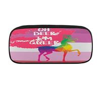 Lawenp Oh Deer I Am Queer Gay LGBT Pochettes à Crayons Étui à stylos en Cuir PU Sac de Rangement cosmétique Portable