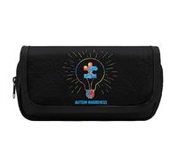 Lawenp Porte-Crayon de Sensibilisation à l'Autisme Sac à Stylo à Double Fermeture éclair Porte-Stylo de Grande capacité Sac de Papeterie pour Le Bureau à Domicile
