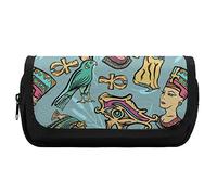 Lawenp Sac à Crayons à Motif d'art de l'egypte Ancienne Sac à Stylo à Double Fermeture éclair Grande capacité Porte-Stylo Sac de Papeterie pour Le Bureau à Domicile