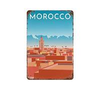 Lawenp Tin Signs City Poster, Maroc Wall Art Photo Wall Decor Hanging Metal Tin Sign Plaque pour Rock Band Affiches et Pub Bar Vintage Wall W8xH12 Pouces