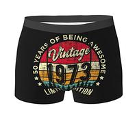 Lawenp Vintage 1973 50e Anniversaire Mens Boxer Briefs sous-vêtements pour Hommes Soft Shorts Confortable Respirant Imprimé