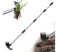 LAWFYMORI Outil extracteur de mauvaises herbes avec long manche, Extracteur de mauvaises herbes 150cm Outils de jardinage, Râteau à mauvaises herbes manuel et binette de jardin 2 en 1, Extraction de