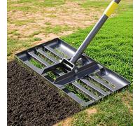 Lawn Leveling Rake, 6 FT Adjustable Long Handle Leveling Rake, Black Heavy Duty & 1 inch Diameter Stainless Steel Handle Lawn Rakes, Lawn Leveler Tool for Soil Grass Golf Field Yard