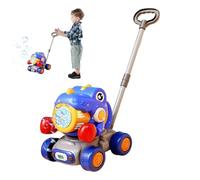 Lawn Mower Bubble Machine - Kids Push Outside Garden Toy | Dinosaur Game Blower for Preschoolers, Home Playtime Travel Activity for Boy Age 3+ School Girl, Automatic Summer Outdoor Fun Equipment