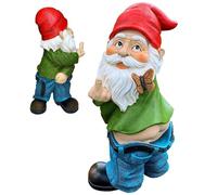 Lawn Ornaments,Funny Gnomes, Middle Finger GNOME, 5.5 inch Tall Naughty GNOME, Resin Funny Garden Gnomes Mini Pants Down Naked Gnomes for Outdoor Lawn House Decor
