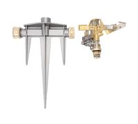 Lawn Sprinkler | 360 Degree Rotating Brass Nozzle with 49FT Spray Distance | Sturdy Aluminum Base for Yard/Garden/Orchard | Adjustable Angle Coverage