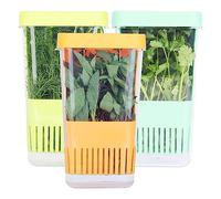 LAWNFUL Lot de 3 conservateurs d'herbes fraîches pour réfrigérateur, sans BPA, récipient de rangement pour coriandre, persil, thym, menthe et asperges, conservateur garde les herbes fraîches 3 fois