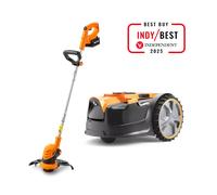 LawnMaster DM16-300 - Ensemble tondeuse robotisée MX 24 V Drop and Mow et coupe-bordures sans fil OcuMow DM16-300