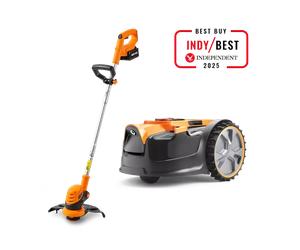 LawnMaster DM16-300 - Ensemble tondeuse robotisée MX 24 V Drop and Mow et coupe-bordures sans fil OcuMow DM16-300