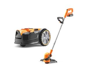 LawnMaster Tondeuse Robot DM16-300 sans Fil Périphérique - Pack 2-en-1 avec Coupe-Bordures sans Fil MX 24V
