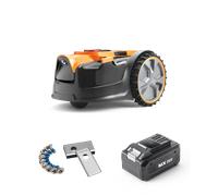 LawnMaster Tondeuse Robot DM16-350 Plus sans Fil Périphérique - MX 24V Robot Tondeuse + Batterie de Rechange & Lames