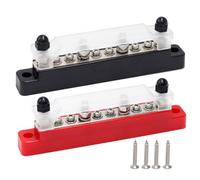 Lawnoval Barre de bus de voiture 150 A Bloc de distribution à courant élevé pour camping-car pour camion bateau avec connecteurs M6, 139 x 40 mm, plaque de cuivre et pour bornes en acier inoxydable