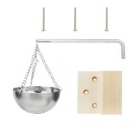 Lawnoval Bol d'arôme pour sauna en acier inoxydable - 20 cm - Fixation murale - Pour diffuseur d'huiles essentielles et de sel - Avec bras rotatif et sauna infrarouge - Accent en bois d'épicéa
