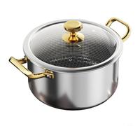 Lawnoval Casserole à soupe en acier inoxydable 201, 28 cm, antiadhésive, avec panier vapeur, base multicouche, chaleur uniforme, pour faire bouillir la cuisson à la vapeur (18 cm)