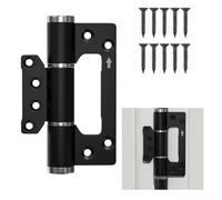 Lawnoval Charnière de porte, noire pour fermeture douce avec vitesse réglable, charnière invisible en alliage d'aluminium de 3 mm sans mortaise pour portes en bois jusqu'à 59 kg, 13,2 x 9,2 x 1 cm