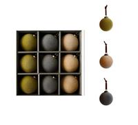 Lawnoval Décoration de Noël à faire soi-même en forme de boule floquée pour sapin de Noël, blanc, marron, vert, gris pour B