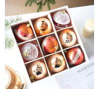 Lawnoval Décoration de sapin de Noël 8 cm Boule en plastique laqué brillant Décorations à suspendre