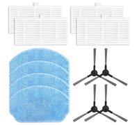 Lawnoval Ensemble de serpillères et brosses latérales pour kit de remplacement pour robot Nedis WIFIVCB01 & WIFIVCR001CBK pour aspirateur en nylon, microfibre, plastique, papier filtre