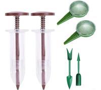 Lawnoval Ensemble distributeur de semis, 5 vitesses pour mini kit de plantation avec poignée ergonomique, plantoir et transplanteur en plastique pour un semis et un jardinage précis (café)