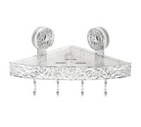 Lawnoval Étagère de douche en acrylique avec ventouses, étagère d'angle pour salle de bain ou cuisine, design Glacier Ripple avec drainage, gris transparent