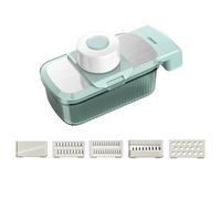 Lawnoval Hachoir à légumes et fruits avec 5 lames interchangeables en acier inoxydable, gadget de cuisine compact en ABS pour la préparation de salade, soupe et accompagnement, vert