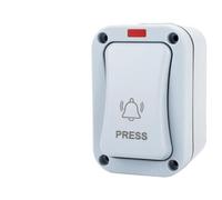 Lawnoval Interrupteur de sonnette d'extérieur étanche IP66 avec bouton poussoir lumineux pour terrasse ou entrepôt, gris