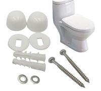 Lawnoval Kit de fixation au sol de WC avec boulons d'ancrage et cache-vis, pour acier inoxydable + vis de montage en plastique pour bidet et lavabo semi-piédestal