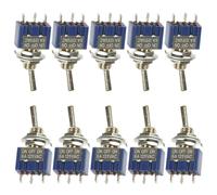 Lawnoval Lot de 10 interrupteurs à bascule SPDT ON-OFF-ON 3 positions MTS-103, trou de montage de 6 mm, 12 V/110 V/220 V, unipolaire double jet pour projets électroniques