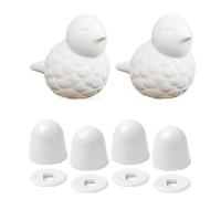 Lawnoval Lot de 2 cache-boulons de toilettes en porcelaine en forme d'oiseau - Antirouille - Facile à installer - Décoration de salle de bain - Blanc